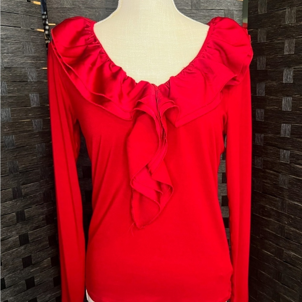 Ralph Lauren Vibrant Red Ruffle Valentines Jersey sweater